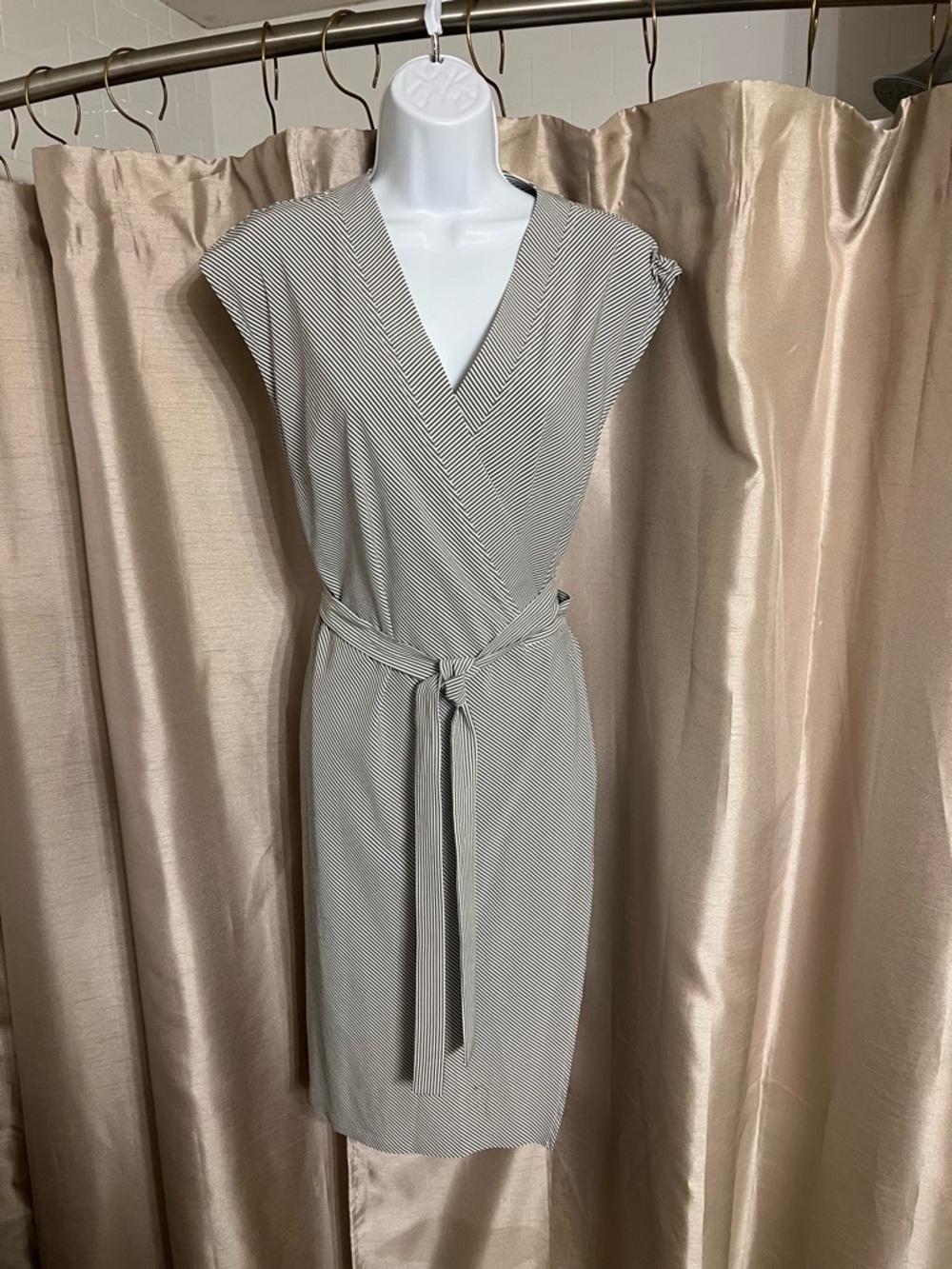 Athleta City StripeBlack/Sea Salt Wrap Dress